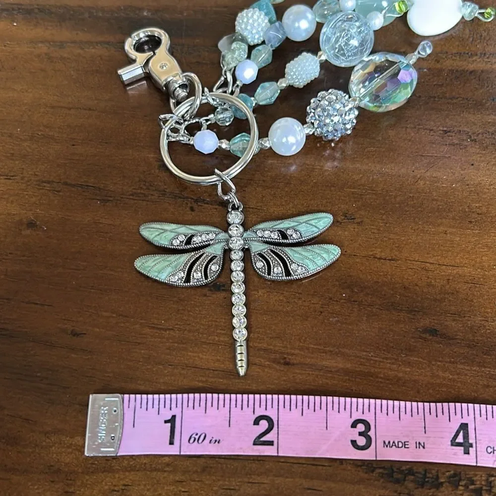 Hand made key chain dragonfly with stones NeW